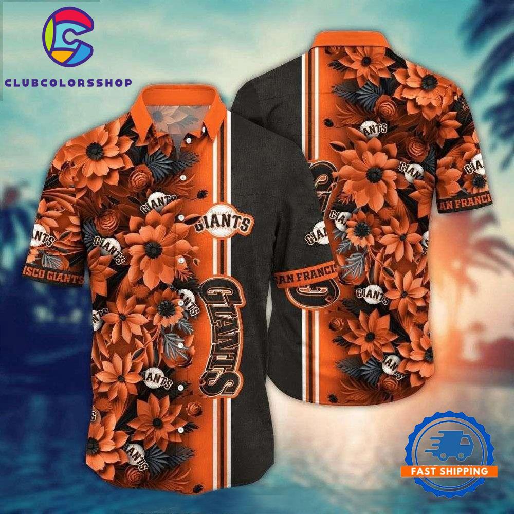 MLB San Francisco Giants Floral Stripe Hawaiian Shirt