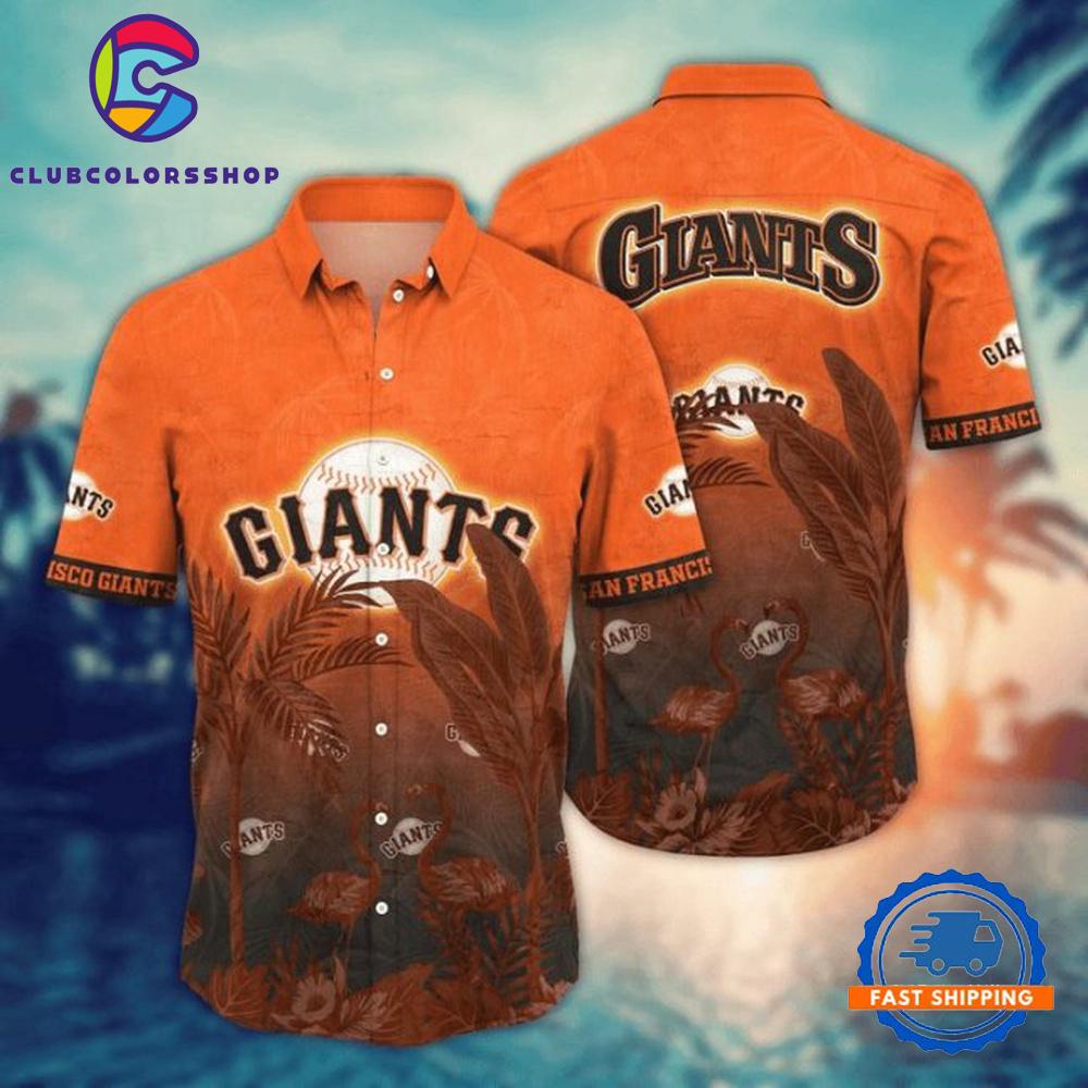 MLB San Francisco Giants Hawaiian Shirt Sunset Flamingo Design