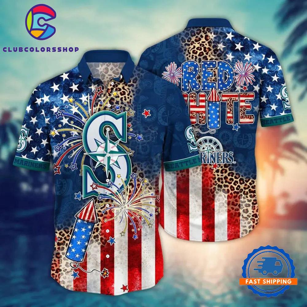 MLB Seattle Mariners 4TH Of July Red White Hawaiian Shirt