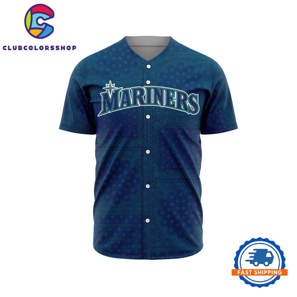 MLB Seattle Mariners Special Logo Team Paisley Design Baseball Jersey