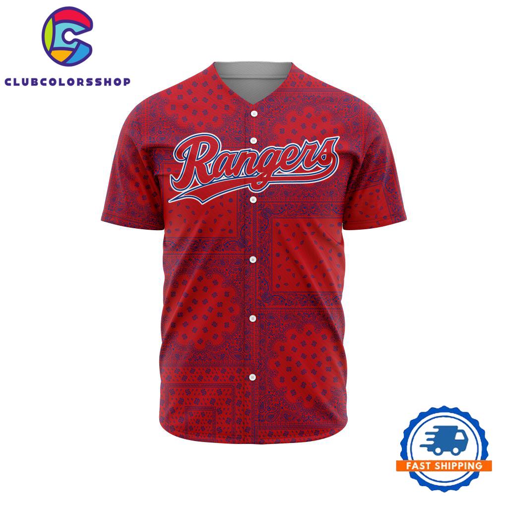 MLB Texas Rangers Special Logo Team Paisley Design Baseball Jersey