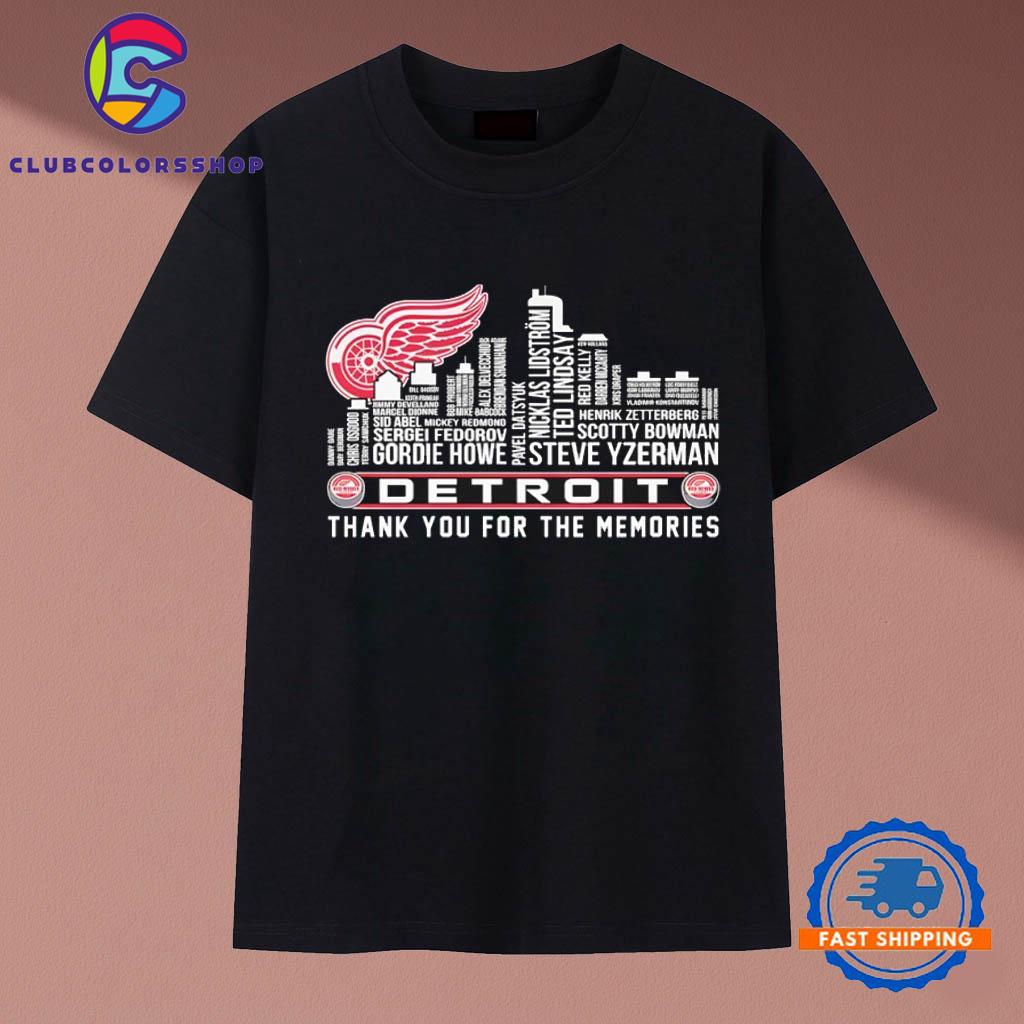 Detroit Red Wings name players city skyline shape thank you for the memories T-Shirts