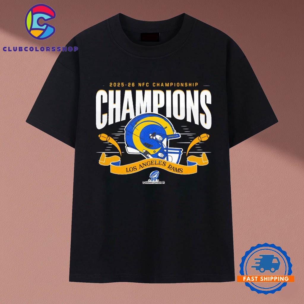 Los Angeles Rams NFC Championship Champions 2025 26 big helmet center T-Shirts