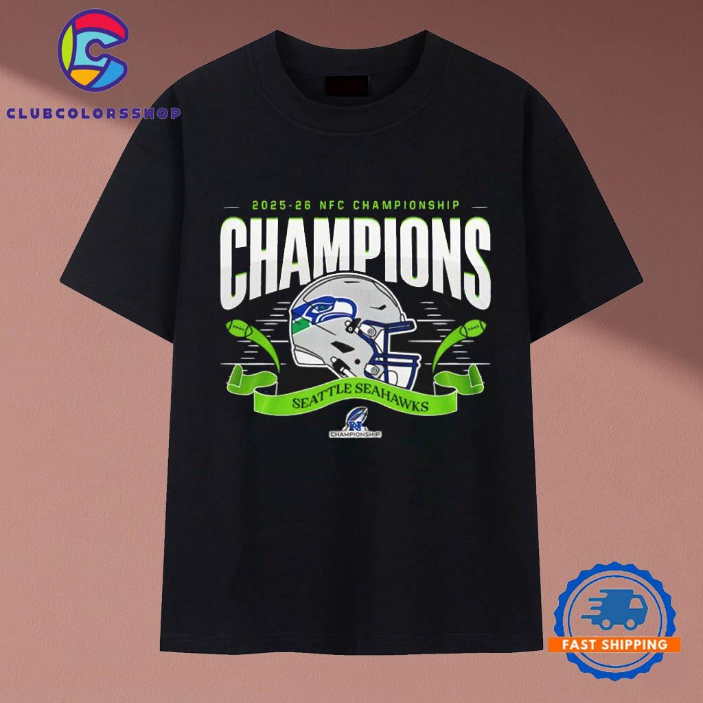 Seattle Seahawks NFC Championship Champions 2025 26 big helmet center T-Shirts
