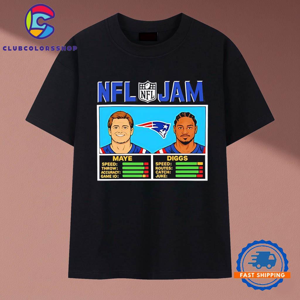 Drake Maye and Stefon Diggs New England Patriots football NFL Jam T-Shirts