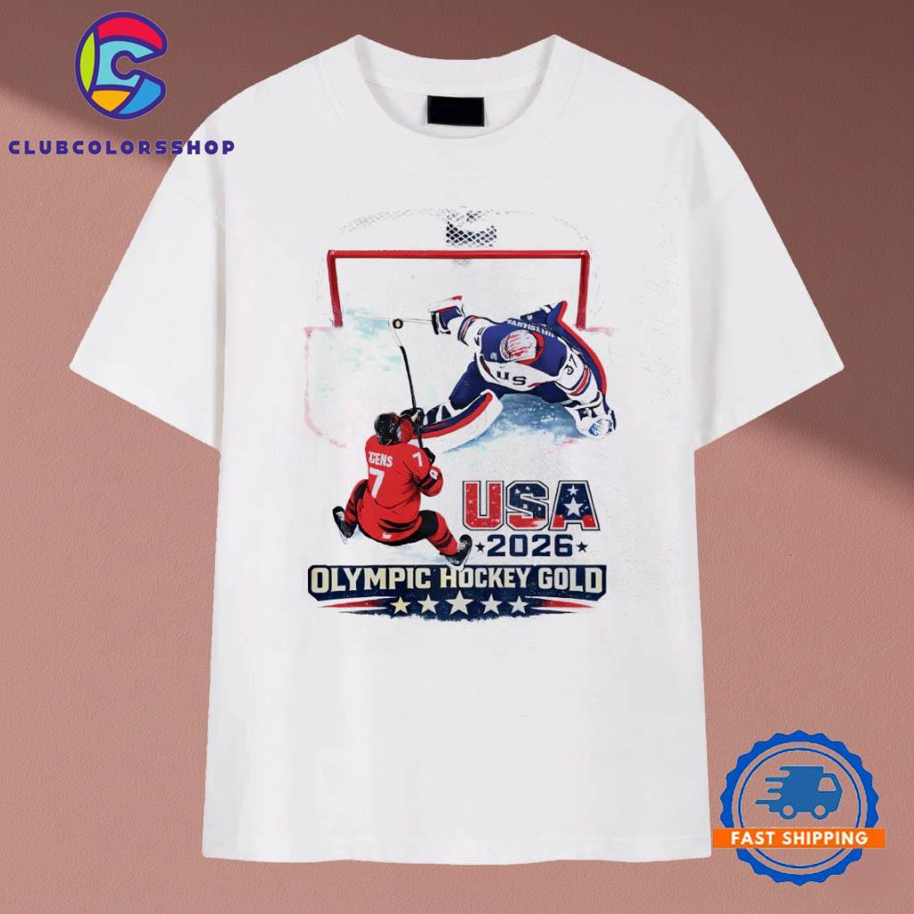 Jack Hughes USA 2026 Olympic Hockey Gold T-Shirts