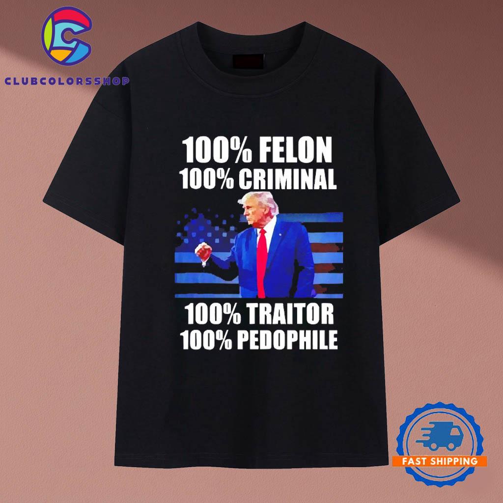 Trump 10% Felon 100% criminal 100% traitor 100% pedophile T-Shirt