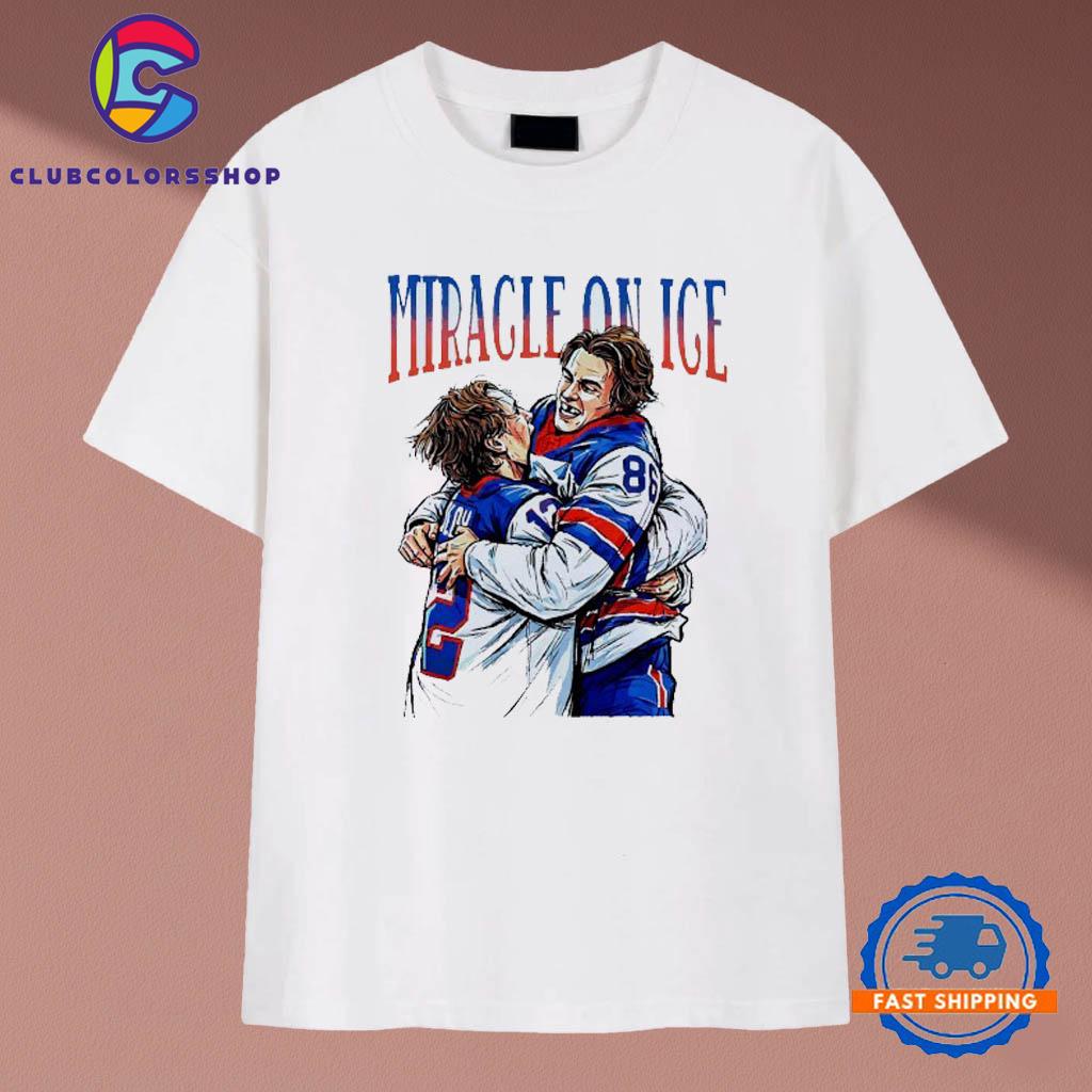 Miracle on ICE Jack Hughes hug Quinn Hughes USA Olympic Gold Medal hockey T-Shirts