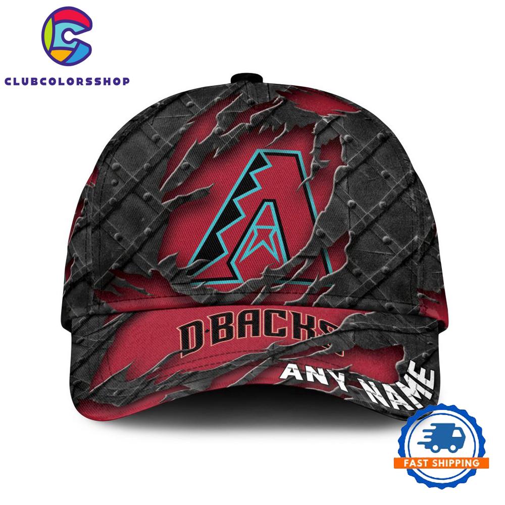MLB Arizona Diamondbacks Custom Name Black Metal Design Classic Cap