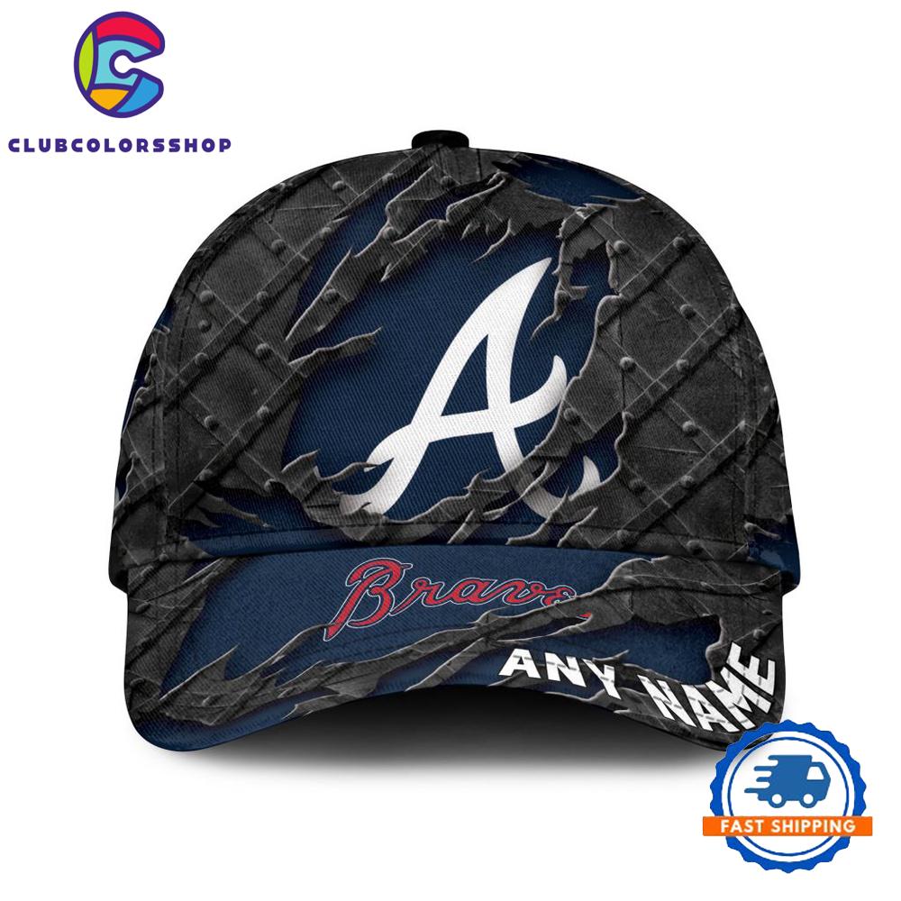 MLB Atlanta Braves Custom Name Black Metal Design Classic Cap