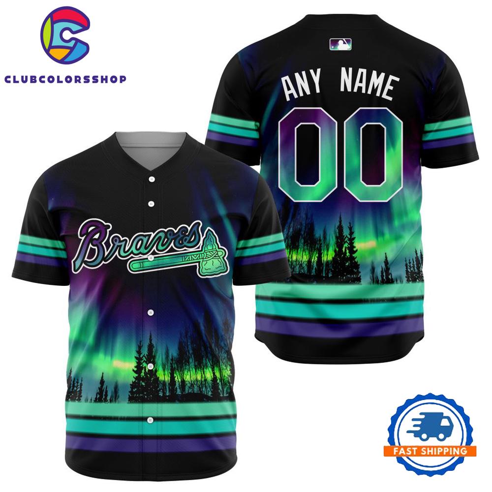 MLB Atlanta Braves Design With Northern Lights Baseball Jersey
