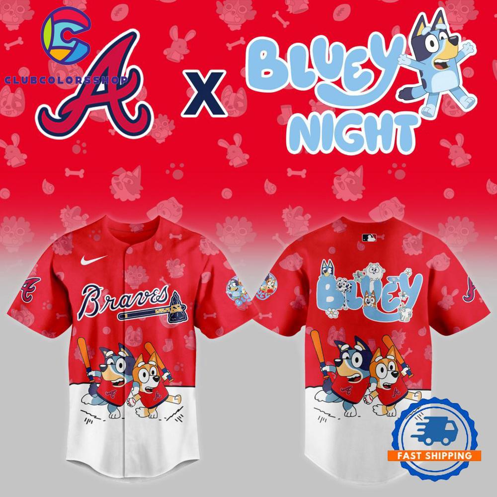 MLB Atlanta Braves x Bluey Night Design Baseball Jersey