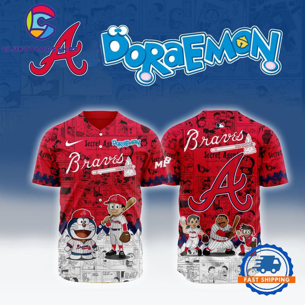 MLB Atlanta Braves x Doraemon Design Baseball Jersey