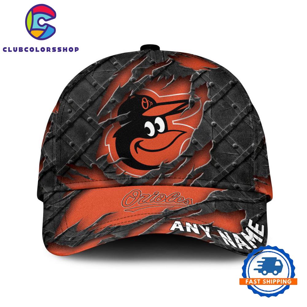 MLB Baltimore Orioles Custom Name Black Metal Design Classic Cap MLB Baltimore Orioles Custom Name Black Metal Design Classic Cap