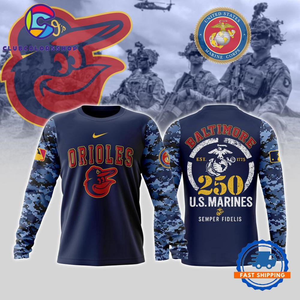 MLB Baltimore Orioles USMC 250th Birthday Design T Shirt, Hoodie, Sweatshirt