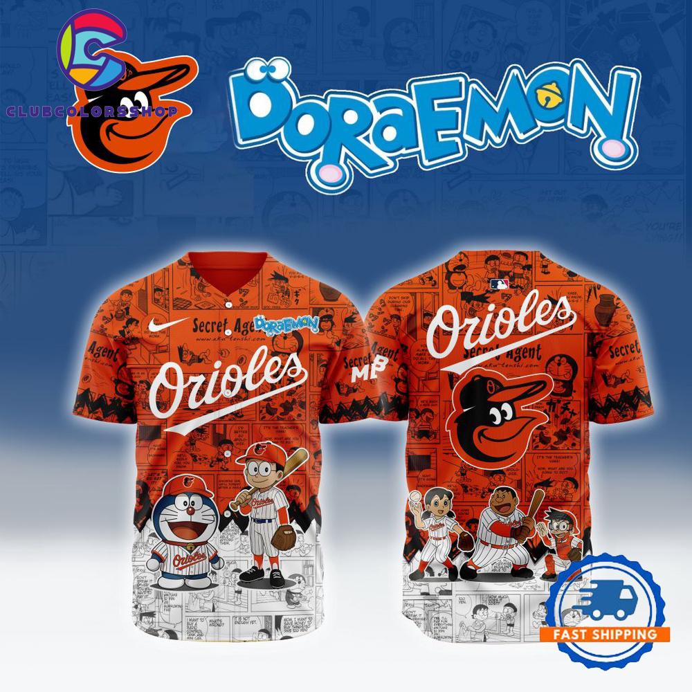 MLB Baltimore Orioles x Doraemon Design Baseball Jersey