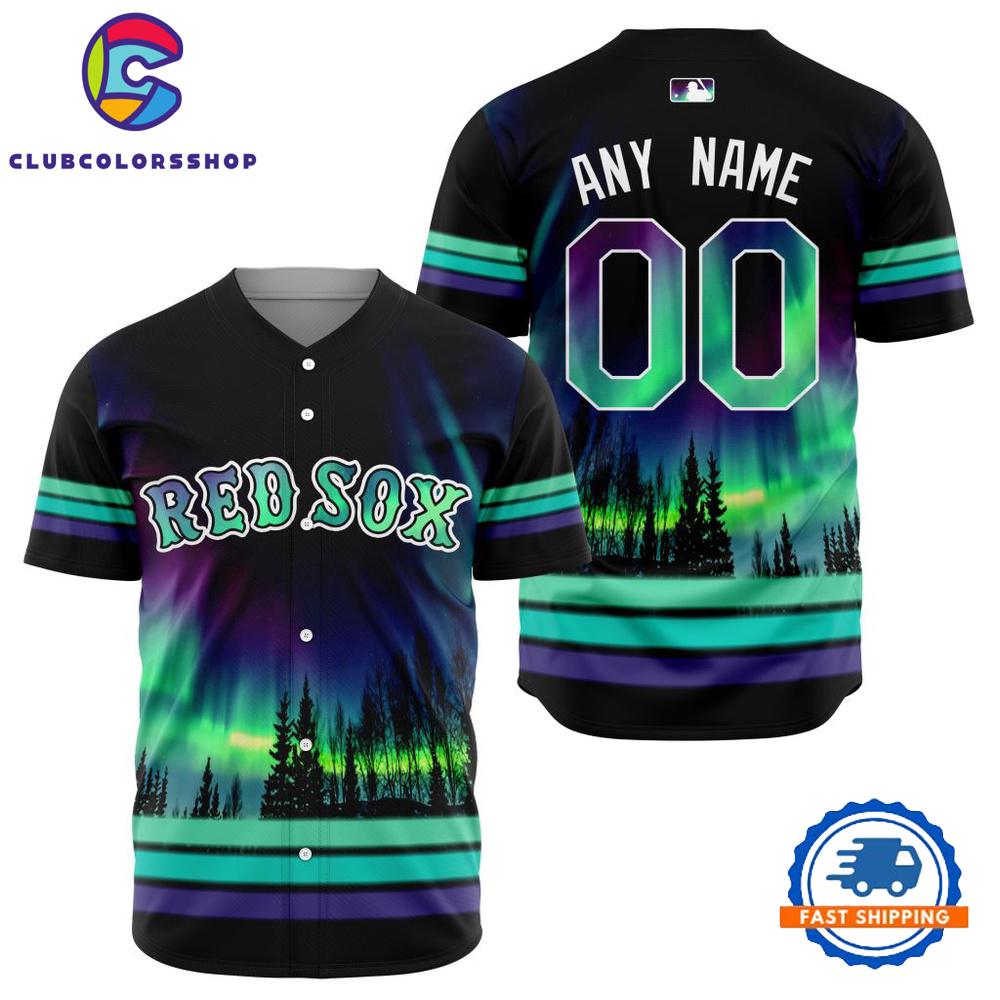 MLB Boston Red Sox Design With Northern Lights Baseball Jersey