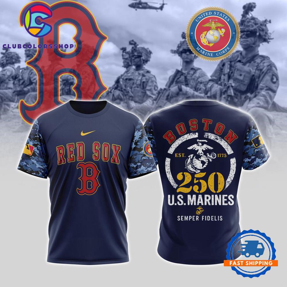 MLB Boston Red Sox USMC 250th Birthday Design T Shirt, Hoodie, Sweatshirt