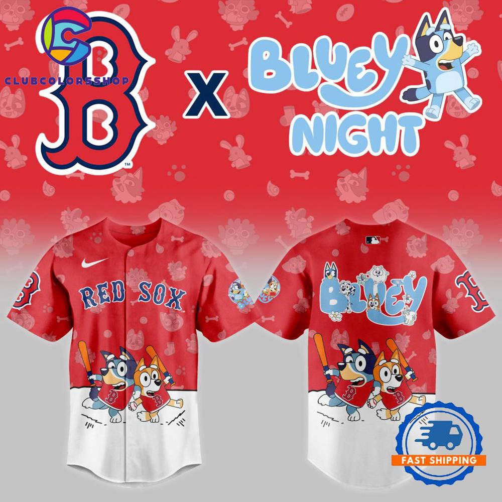 MLB Boston Red Sox x Bluey Night Design Baseball Jersey