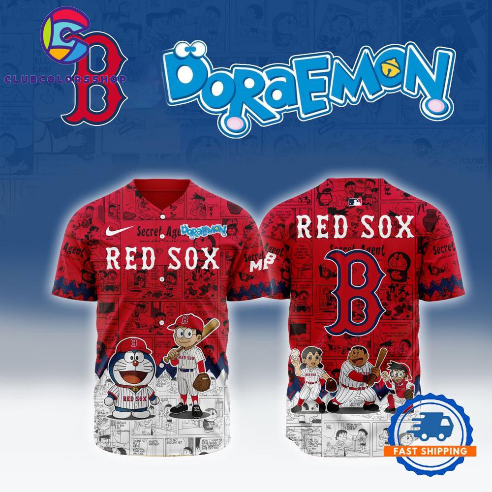 MLB Boston Red Sox x Doraemon Design Baseball Jersey