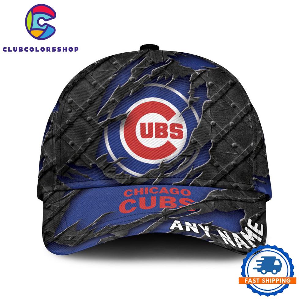 MLB Chicago Cubs Custom Name Black Metal Design Classic Cap