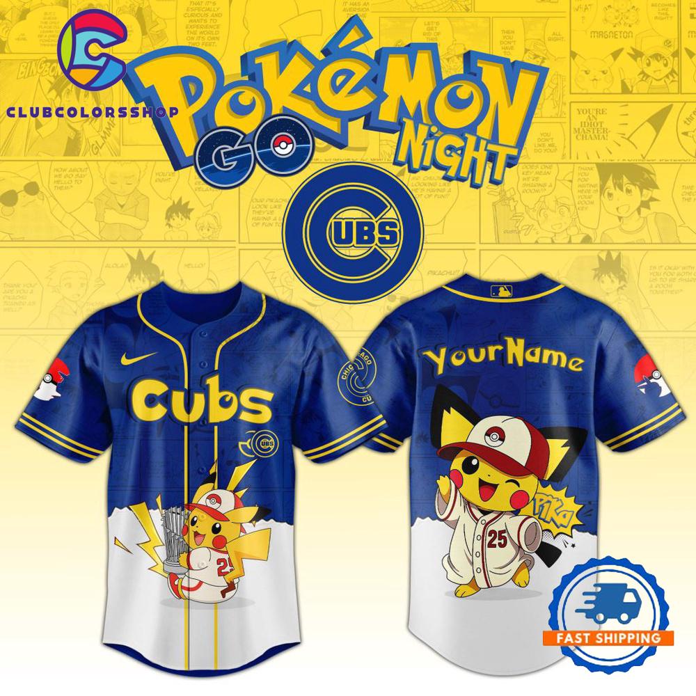 MLB Chicago Cubs Pokemon GO Night Design Baseball Jersey