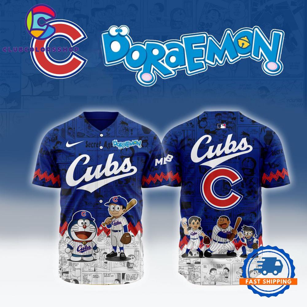 MLB Chicago Cubs x Doraemon Design Baseball Jersey
