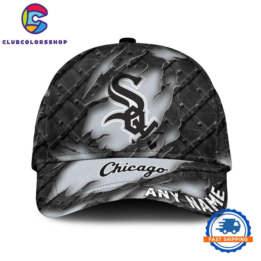 MLB Chicago White Sox Custom Name Black Metal Design Classic Cap