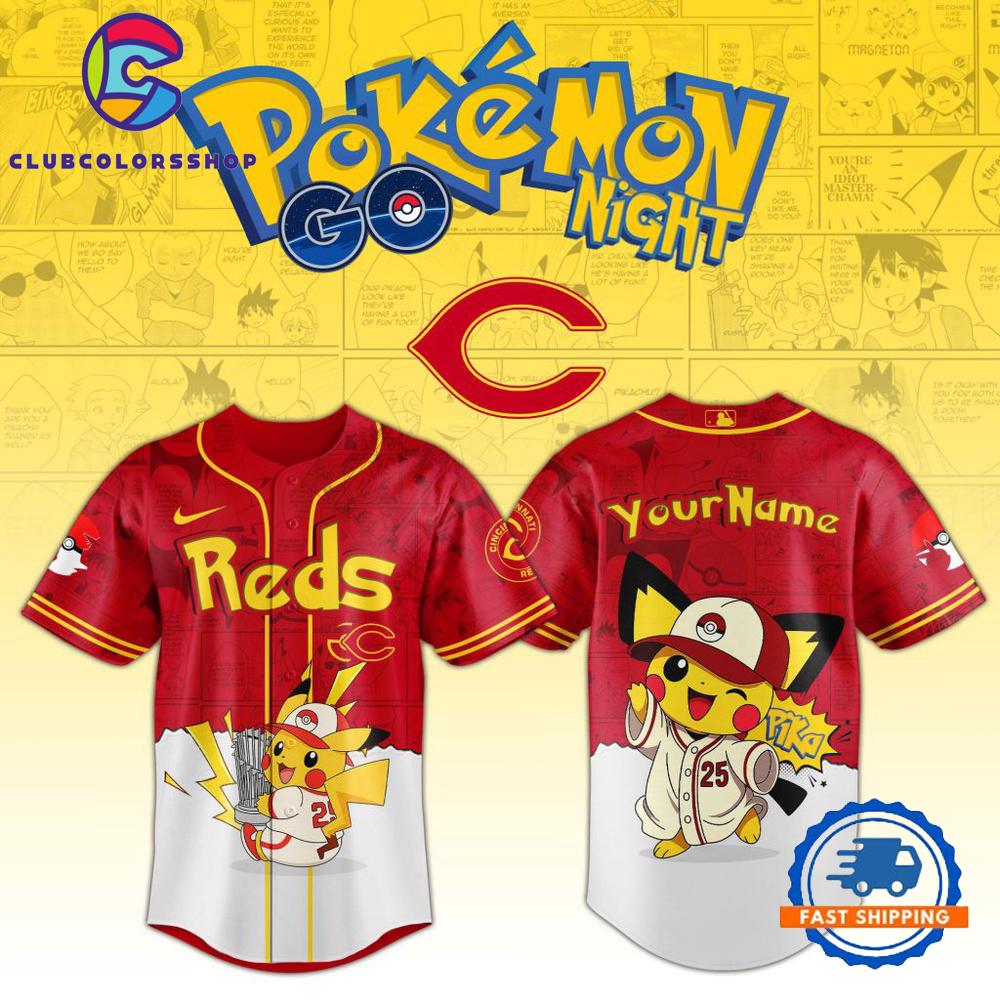 MLB Cincinnati Reds Pokemon GO Night Design Baseball Jersey