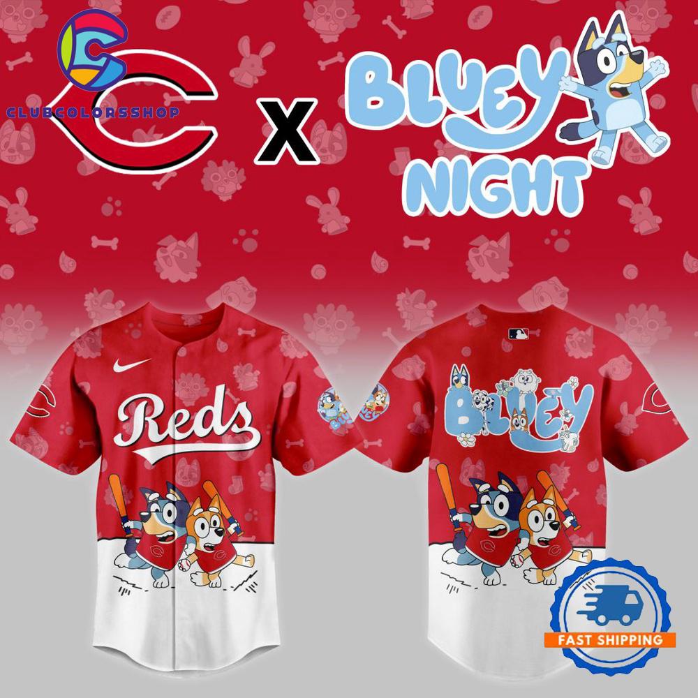 MLB Cincinnati Reds x Bluey Night Design Baseball Jersey