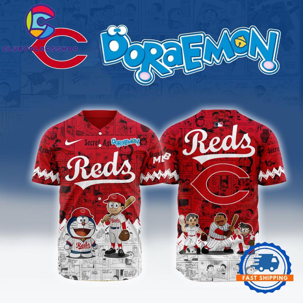 MLB Cincinnati Reds x Doraemon Design Baseball Jersey