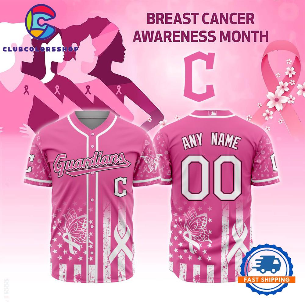 MLB Cleveland Guardians Breast Cancer Awareness Design Baseball Jersey