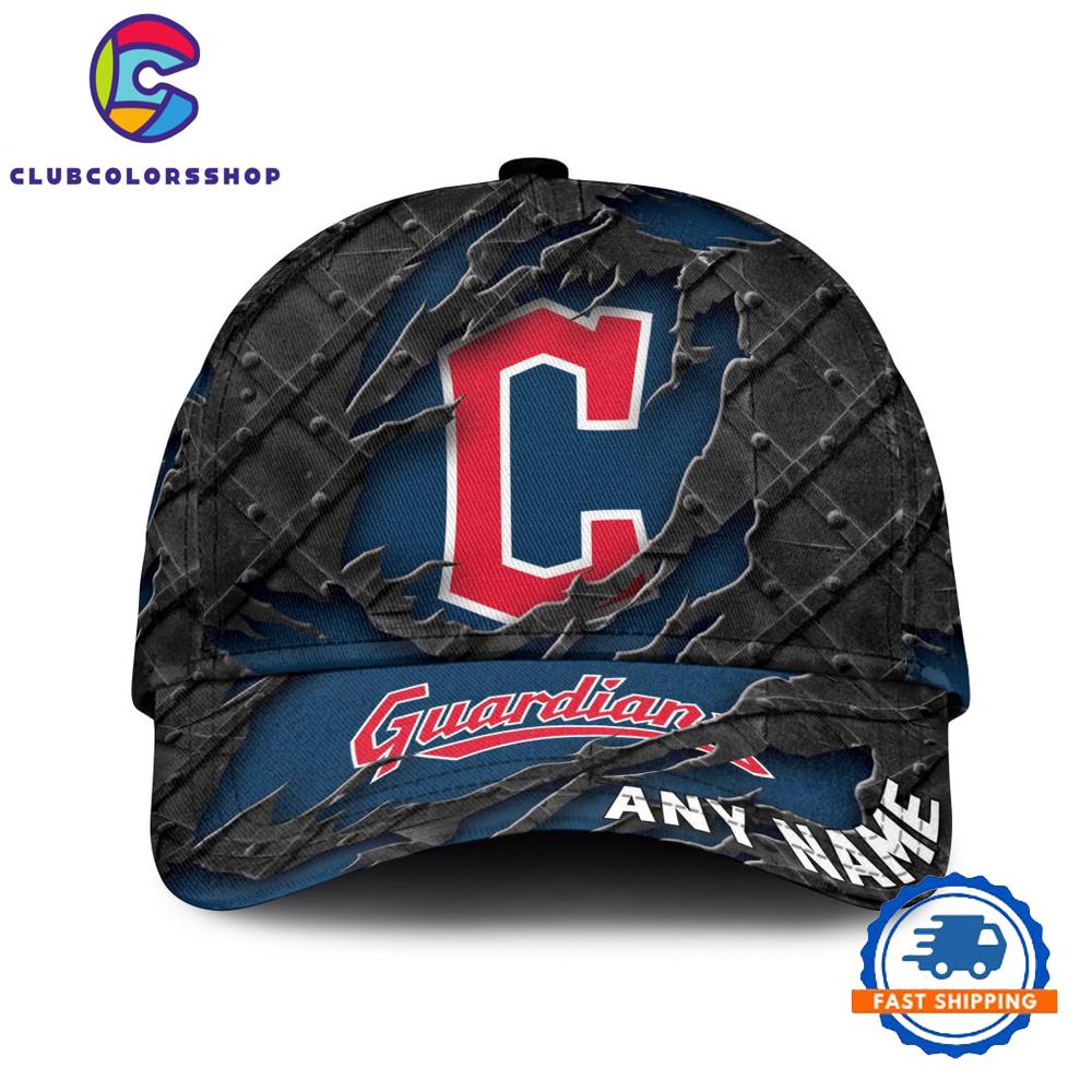 MLB Cleveland Guardians Custom Name Black Metal Design Classic Cap