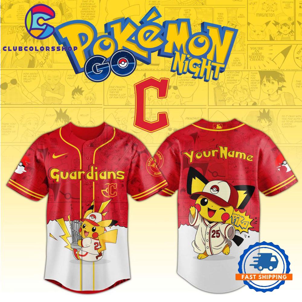 MLB Cleveland Guardians Pokemon GO Night Design Baseball Jersey