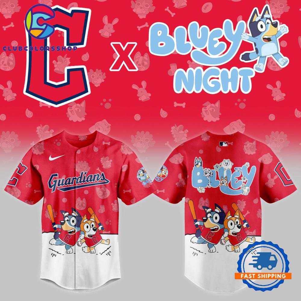 MLB Cleveland Guardians x Bluey Night Design Baseball Jersey