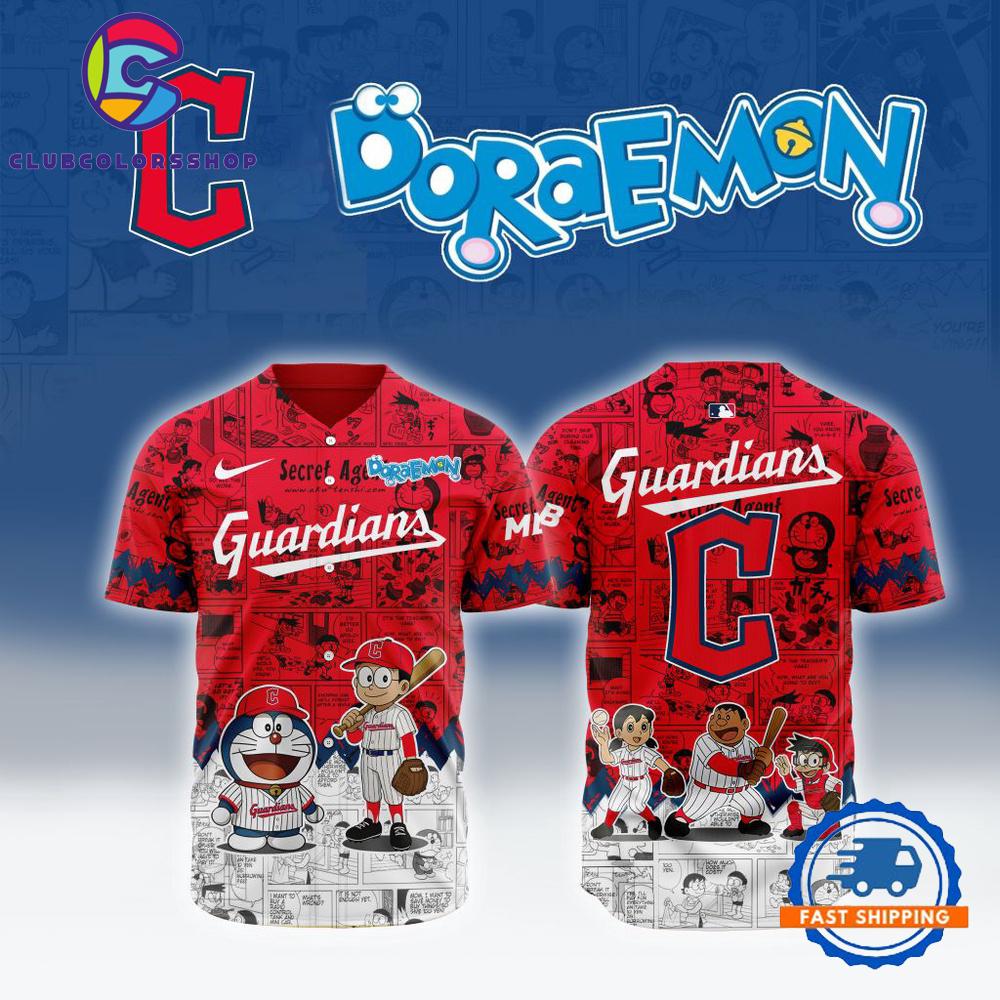 MLB Cleveland Guardians x Doraemon Design Baseball Jersey