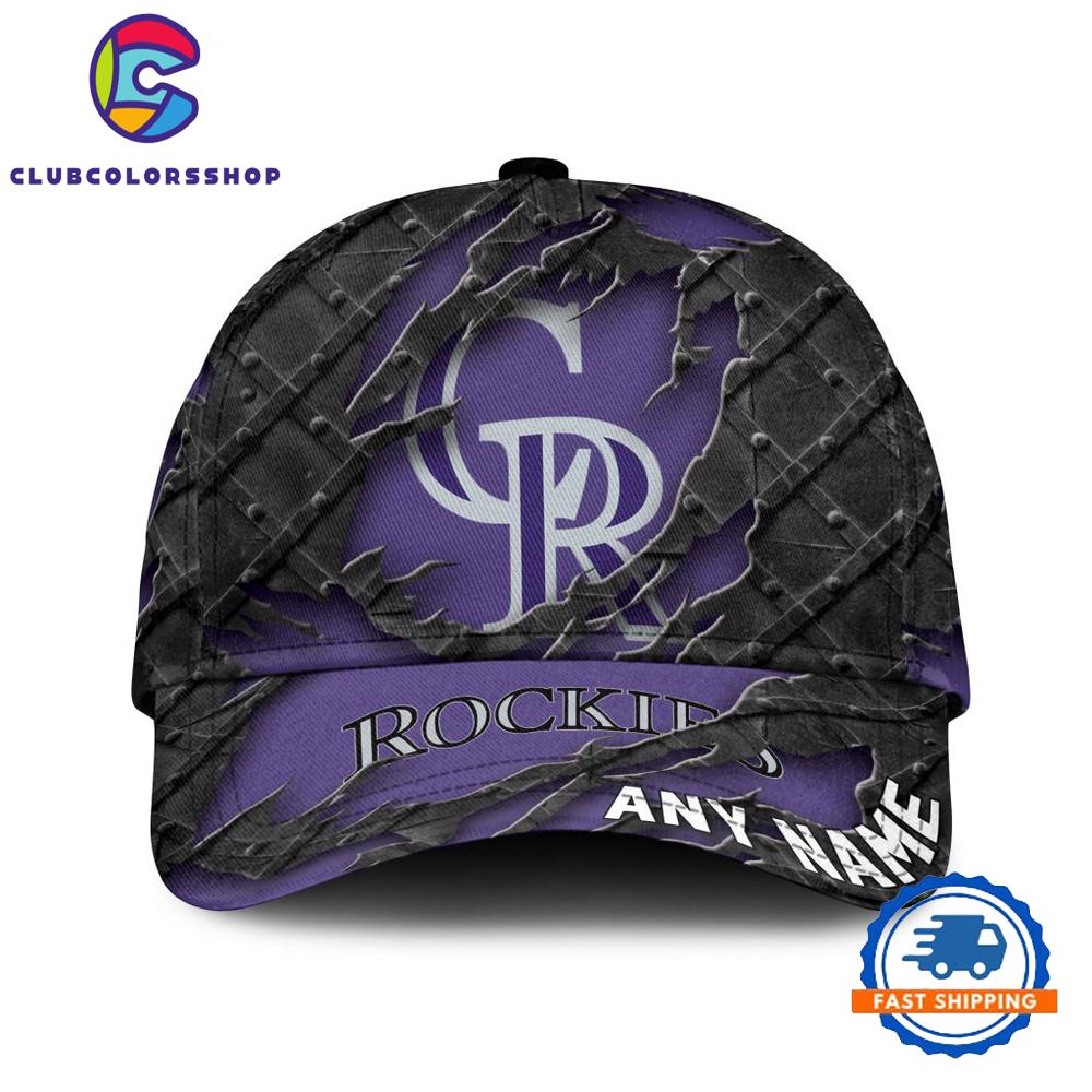 MLB Colorado Rockies Custom Name Black Metal Design Classic Cap
