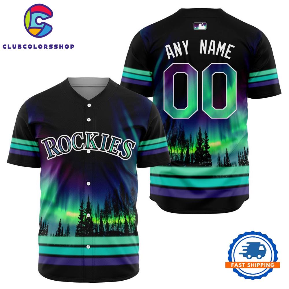 MLB Colorado Rockies Design With Northern Lights Baseball Jersey