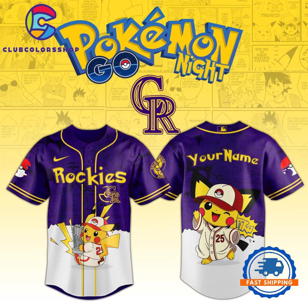 MLB Colorado Rockies Pokemon GO Night Design Baseball Jersey