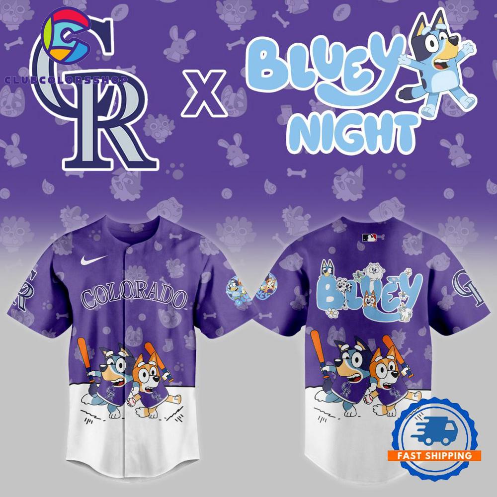 MLB Colorado Rockies x Bluey Night Design Baseball Jersey