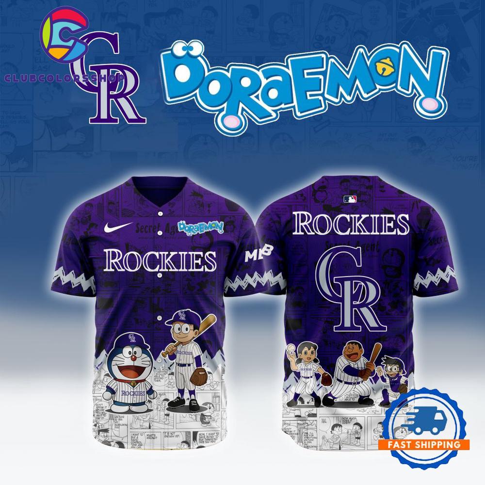 MLB Colorado Rockies x Doraemon Design Baseball Jersey