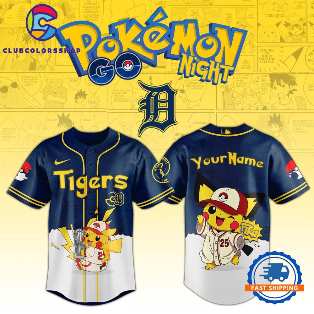 MLB Detroit Tigers Pokemon GO Night Design Baseball Jersey