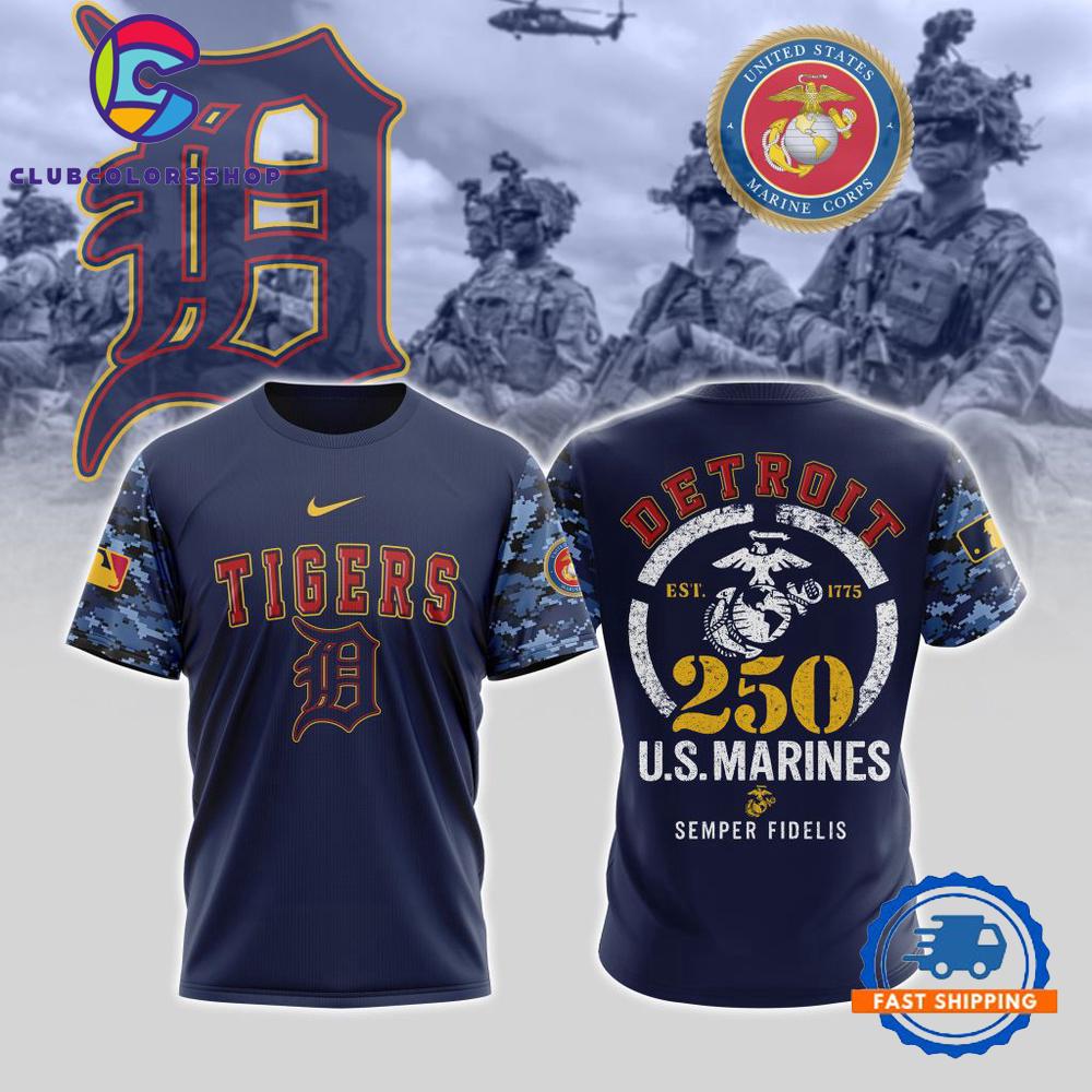 MLB Detroit Tigers USMC 250th Birthday Design T Shirt, Hoodie, Sweatshirt