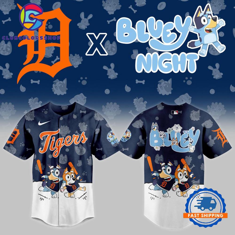 MLB Detroit Tigers x Bluey Night Design Baseball Jersey