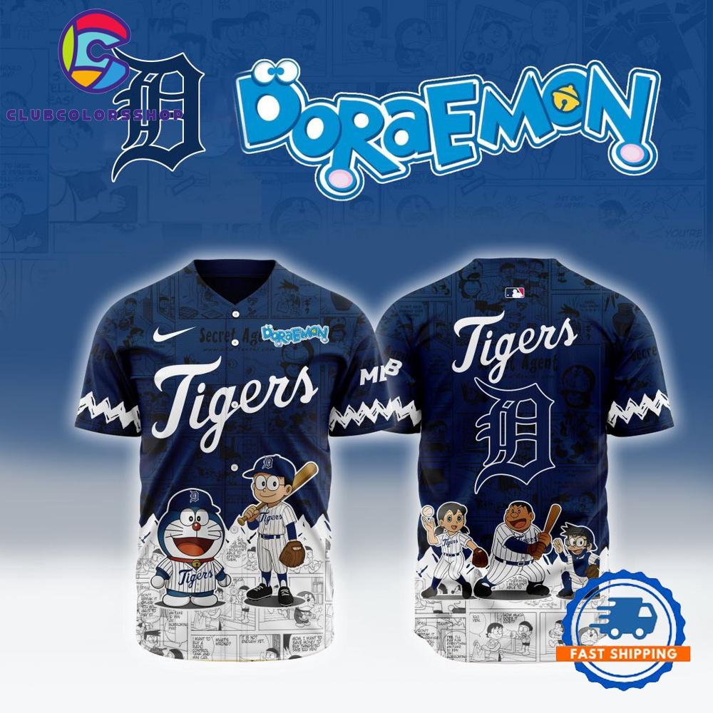 MLB Detroit Tigers x Doraemon Design Baseball Jersey
