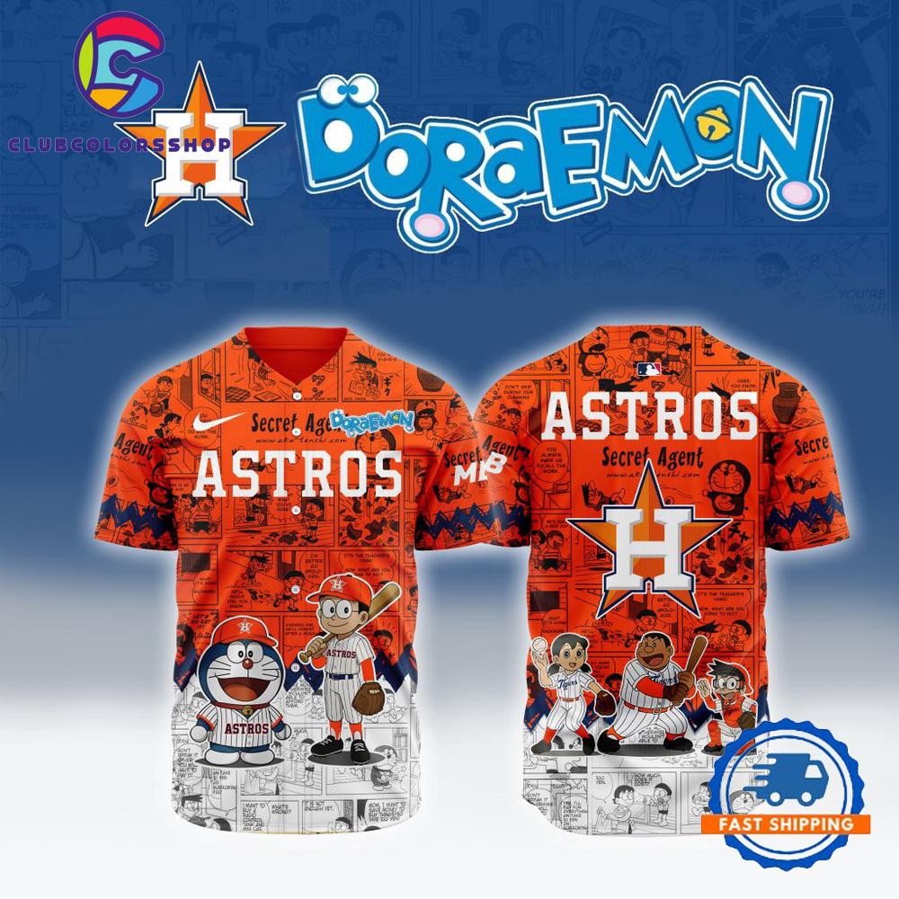 MLB Houston Astros x Doraemon Design Baseball Jersey