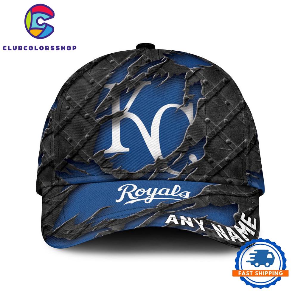 MLB Kansas City Royals Custom Name Black Metal Design Classic Cap