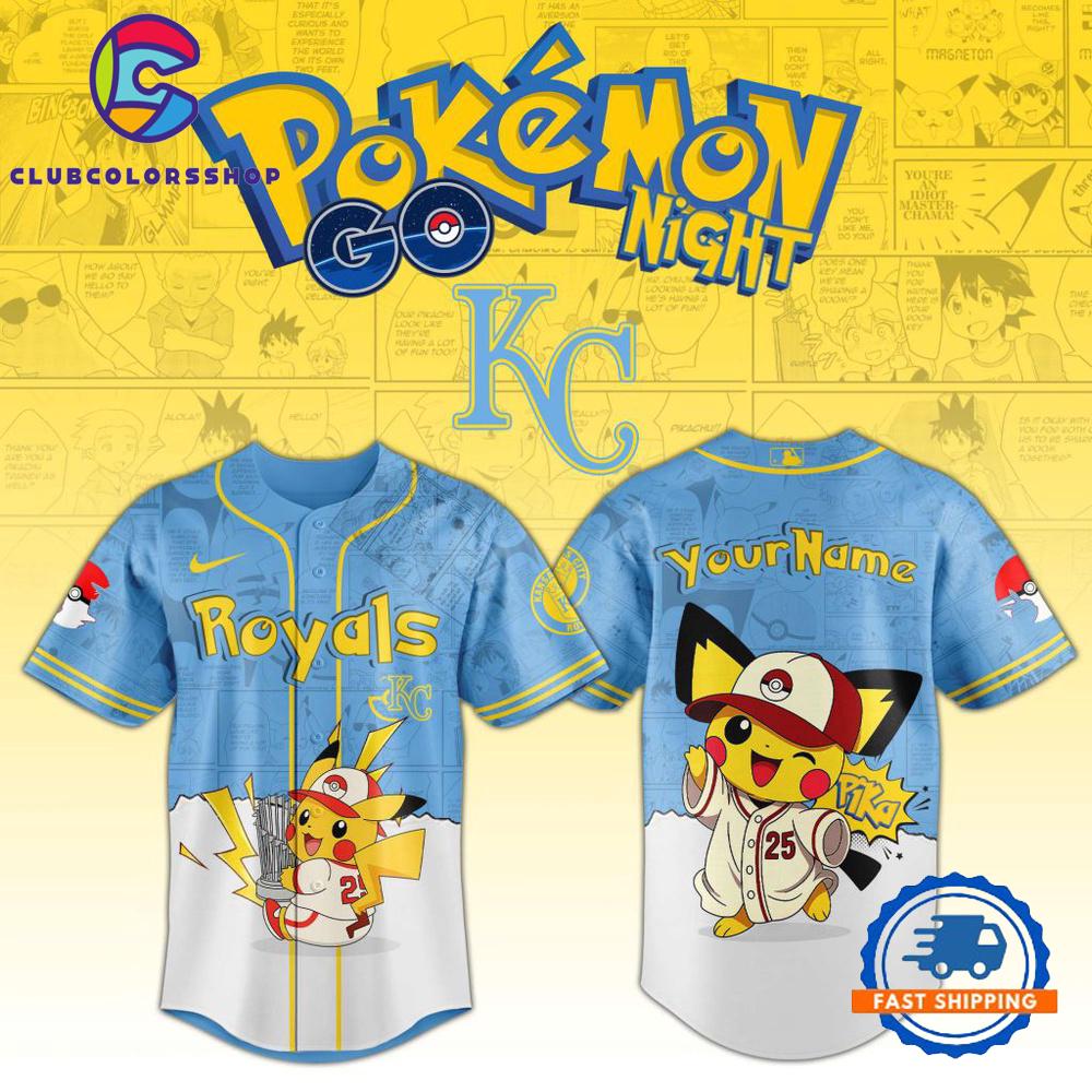 MLB Kansas City Royals Pokemon GO Night Design Baseball Jersey