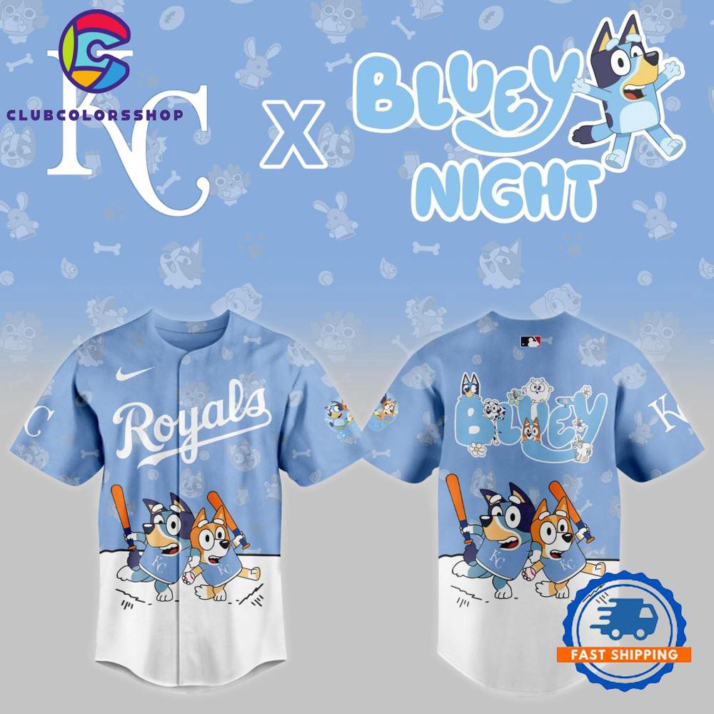 MLB Kansas City Royals x Bluey Night Design Baseball Jersey