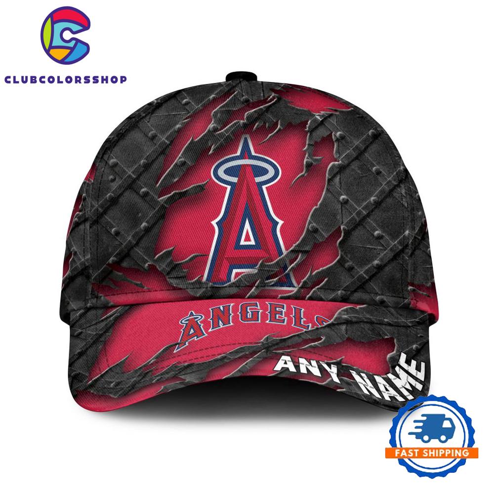 MLB Los Angeles Angels Custom Name Black Metal Design Classic Cap